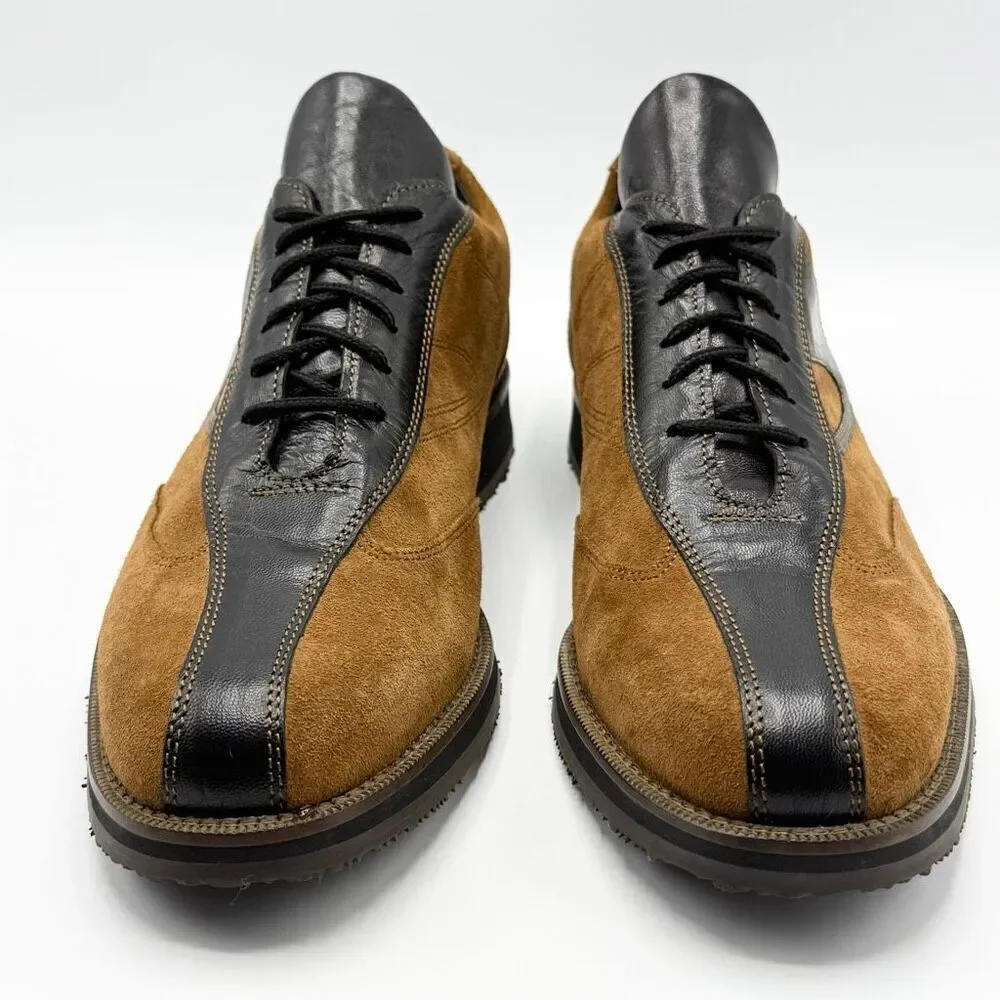 Lucan Fashion Brown Black Leather Suede Derby Shoes Made in Italy - Men’s EU 42